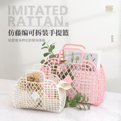大きいサイズのプラスチックの野菜かごのハンドバッグのアクセサリーのかごの収納かごは分解して買い物の収納かごの卸売りの野菜かごを収納することができます。