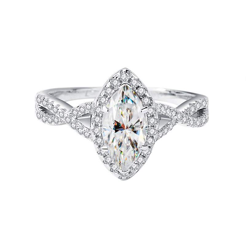 Comercio electrónico transfronterizo explosión ojo de caballo piedra mosaico anillo colorido anillo de plata galvanizado anillo de mujer fábrica al por mayor