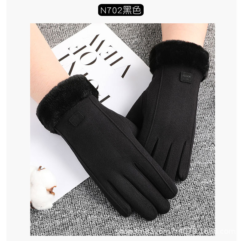 Guantes de gamuza de invierno de los hombres forrado de lana caliente a prueba de viento a prueba de frío antideslizante pareja guantes de pantalla táctil mujeres al por mayor