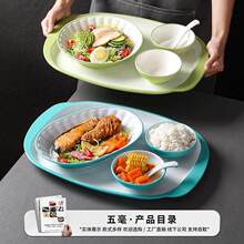 密胺盘子中式自选自助称重快餐盘塑料小吃碟食堂盖饭餐具套餐商用