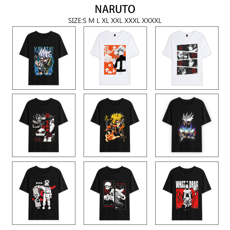 Naruto Anime Merchandise Printed Short-Sleeved New Style Casual Round-Neck Pullover T-Shirt for Men and Women in Stock Naruto Anime Merchandise Printed Short-Sleeved New Style Casual Round-Neck Pullover T-Shirt for Men and Women in Stock