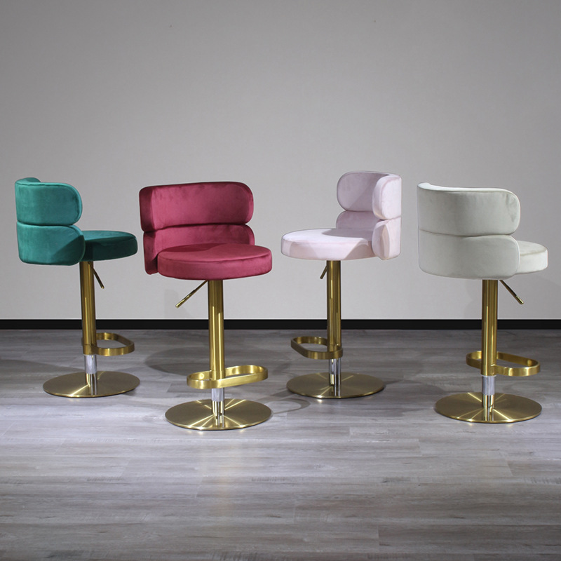 Stainless Steel Bar Chair Lifting Light Luxury Household Rotating Bar Chair Backrest High Stool Modern Simple Bar Stool