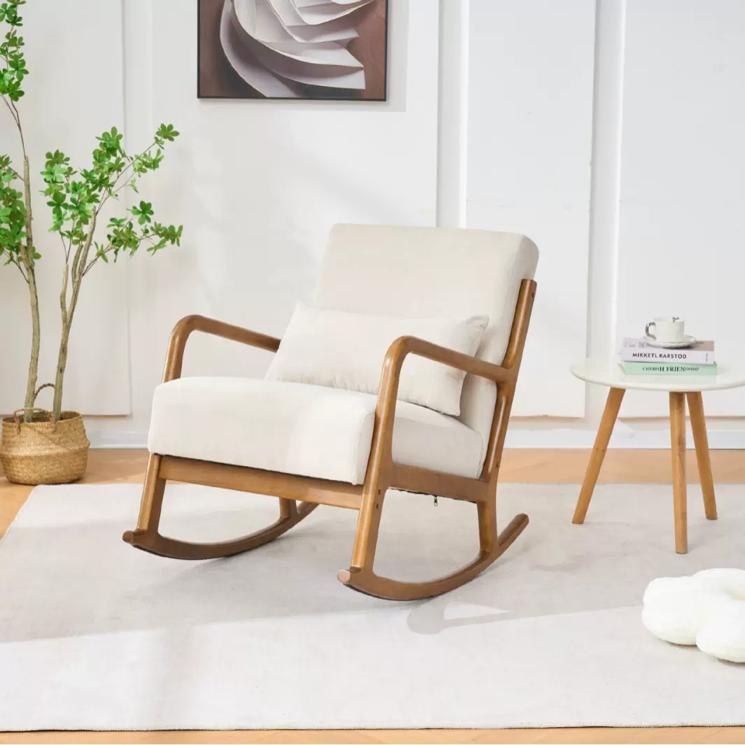 摇摇椅懒人可躺睡小户型客厅阳台休闲躺椅民宿卧室实木单人沙发椅