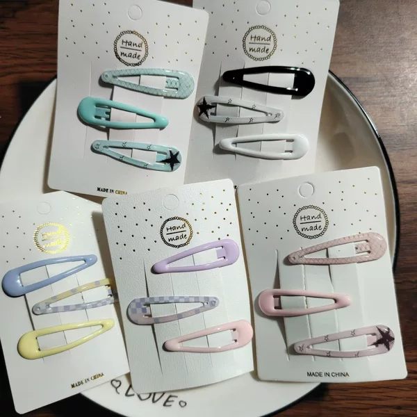 Sweet and playful hair clips for girls, colorful and cute, simple side bangs clips, children's back-of-the-head hairpins and hair accessories