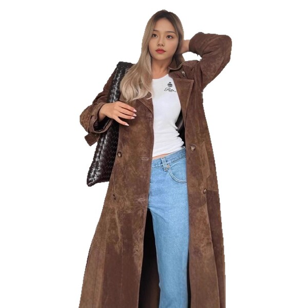 autumn velvet classic elegant khaki trench coat