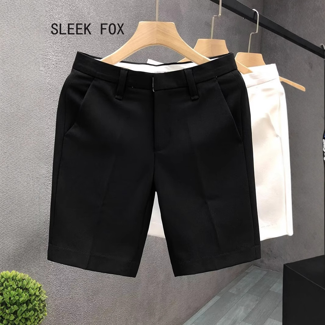 Men's summer suit shorts, Korean style, trendy, handsome, casual five-point pants, ins style, Hong Kong style, retro, loose-fitting dress pants
