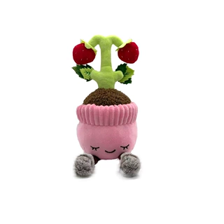 跨境新品仿真植物玩偶创意草莓毛绒玩具趣味盆栽摆件
