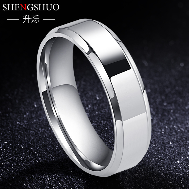 Glossy Titanium Steel Men's Ring Personalized Niche Stainless Steel Jewelry Wholesale Non-Fading Simple Fashion Index Finger Trend