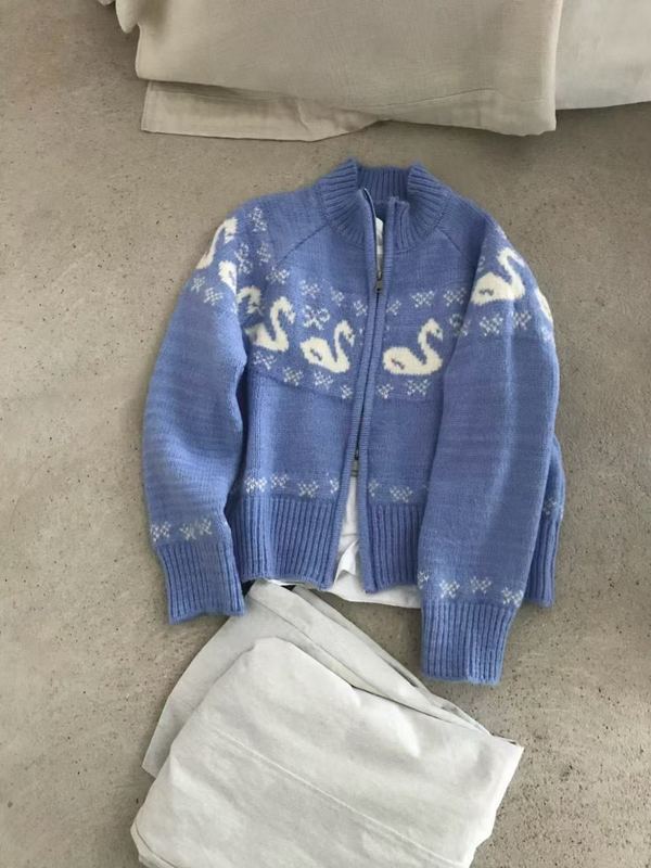 韩系费尔岛提花毛衣外套女秋冬新款宽松百搭拉链针织开衫上衣1326|undefined