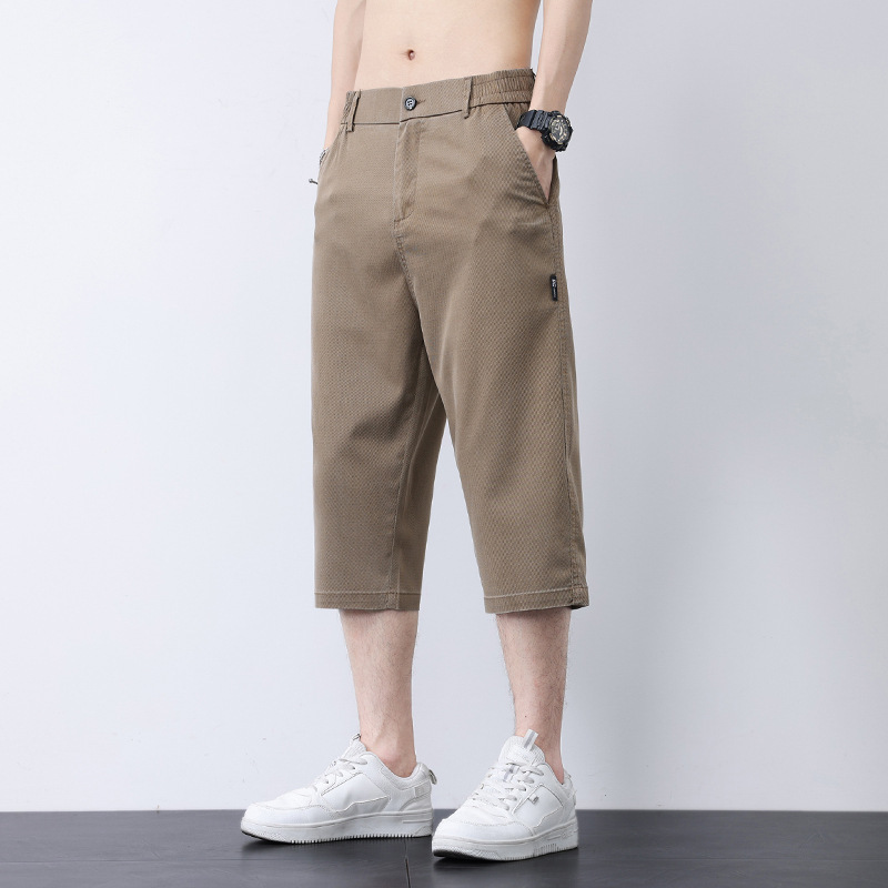 2025 Summer New Men's Lyocell Casual Capri Pants Ice Silk Pants Fashion Casual Pants Men's Pants