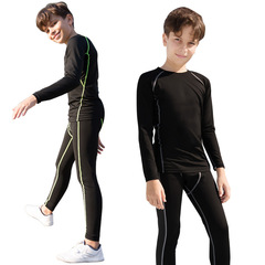 Children's tight-fitting training suit sports set football base layer basketball quick-drying top fitness top with extra warm short sleeve