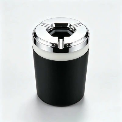 Sealed rotating car ashtray, anti-ash flying metal, creative high-end in-car ashtray, anti-drop device (Car ashtray) - white-border-rotating-ashtray
