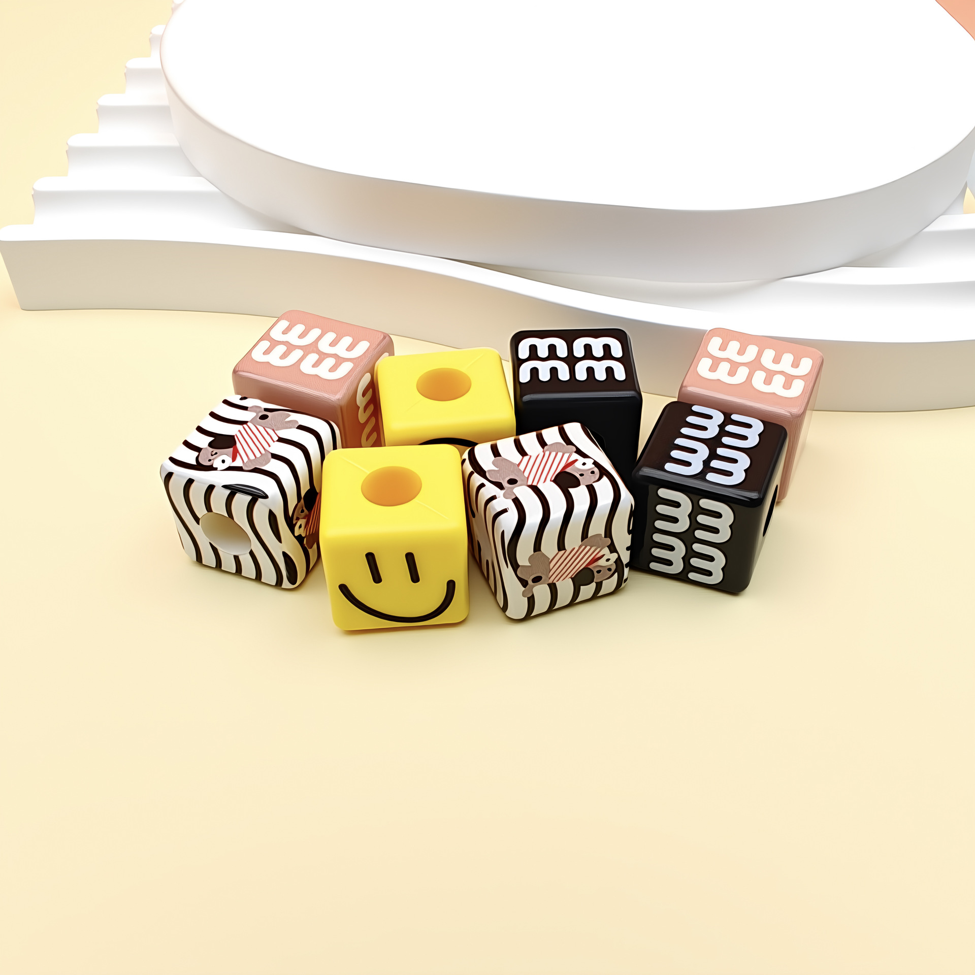 Large Square Acrylic Beads With Color Printing For Diy Shoe Charms,...