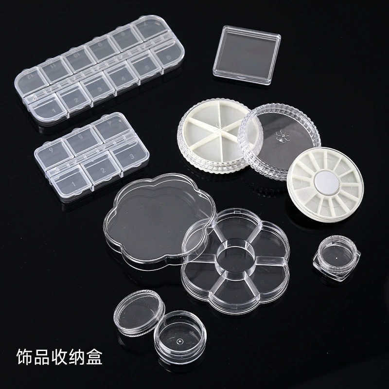 Инструменты для ногтей Оптовая прозрачная круглая квадратная коробка 12 сеток многофункциональная коробка для упаковки