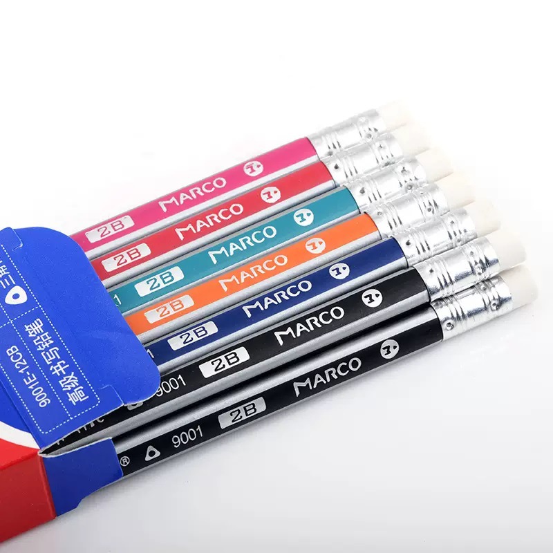 MARCO 9001E triángulo varilla de goma cabeza HB/2B fácil mantener la postura positiva estudiante lápiz