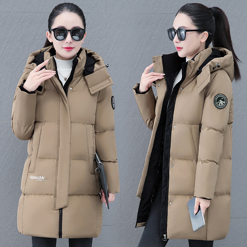 Long fashionable winter keep warm down jacket with hood