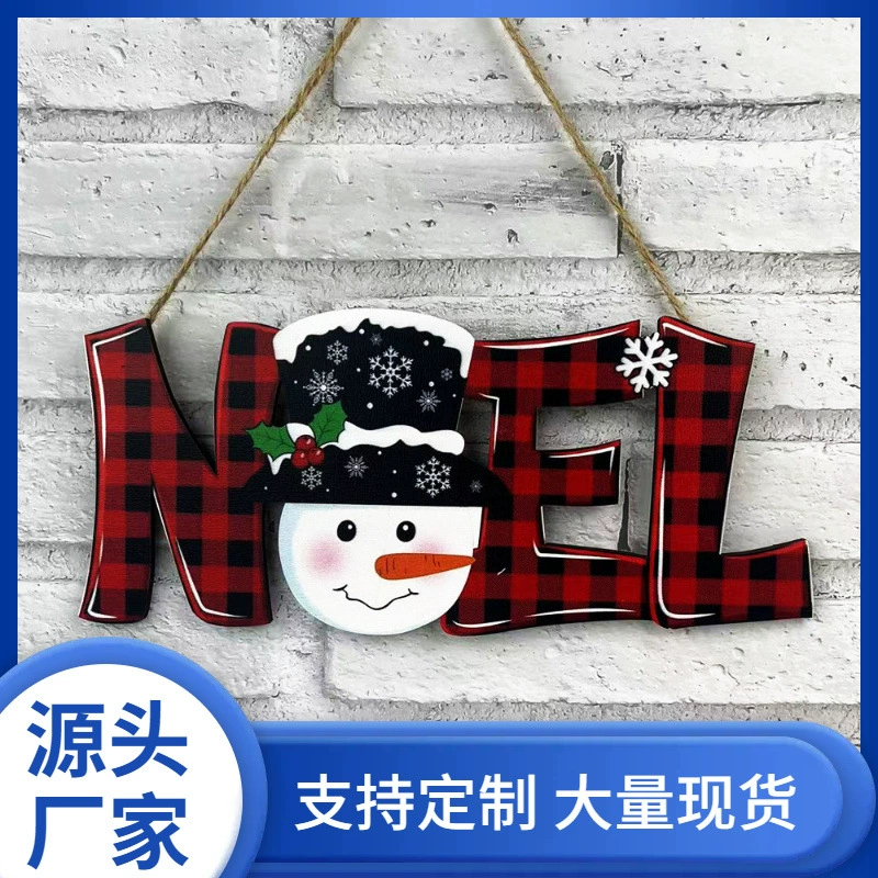 Новогоднее рождественское украшение, деревянная дверная подвеска, дверная вывеска, старик, снеговик, украшение, деревянные поделки