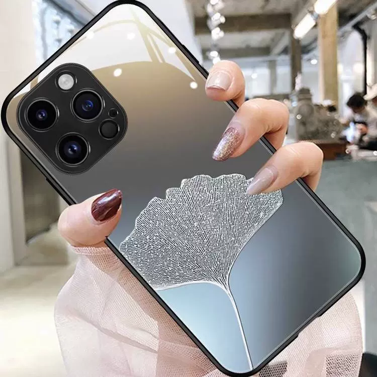银杏苹果15手机壳iPhone13新款16玻璃壳11Promax情侣14简约12适用