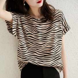 条纹T恤女短袖夏季2025’新款韩版宽松体恤衫学生春秋款女装ins上