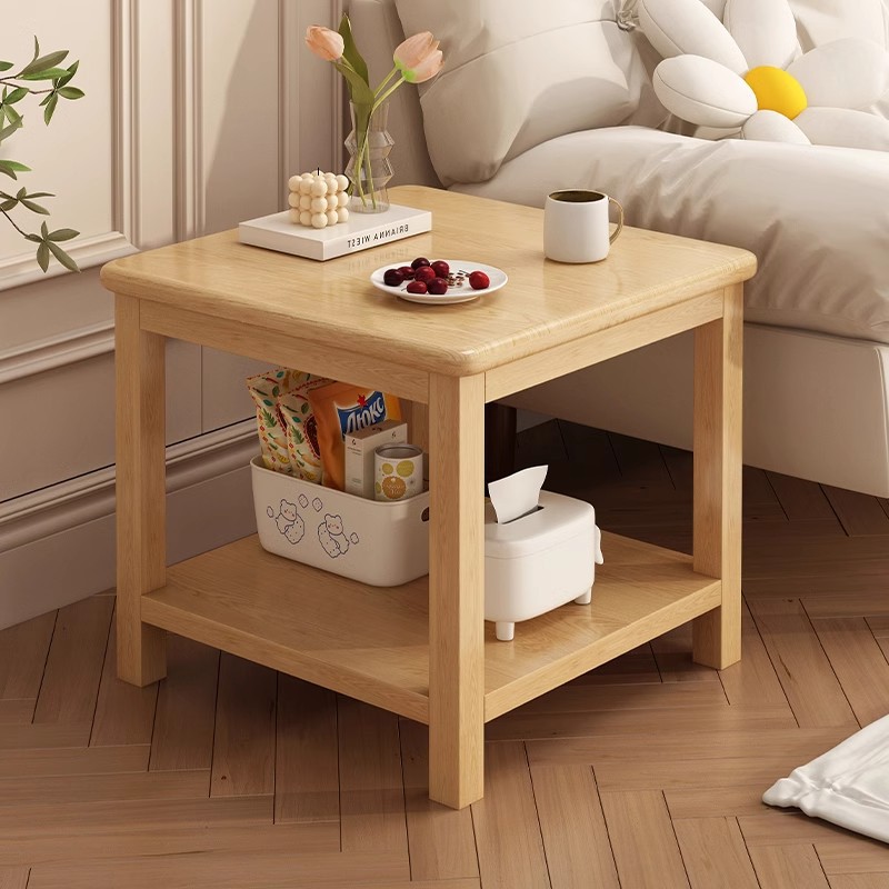 Sofá lado de la sala de estar de madera sólida pequeña mesa de té pequeña casa dormitorio simple doble mesa de cabecera cuadrada pequeña mesa