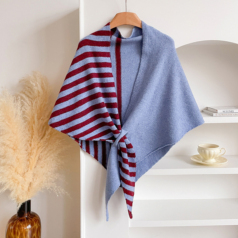 Bufanda Triangular de Lana Estilo Casual 2025 para Mujer, Calentador de Cuello para Otoño e Invierno, Chal Grande de Color Sólido para Habitaciones con Aire Acondicionado.