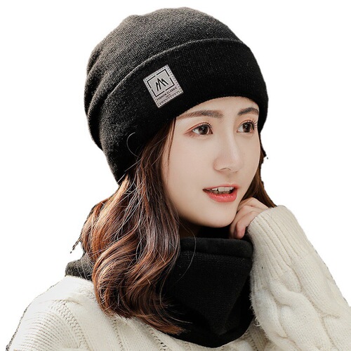 Unisex Beanie Hat with Hood, Hooded Cap with Ear Warmers, Postpartum Hat, Knitted Wool Hat, Autumn/Winter Thicker Fleece Lined Beanie