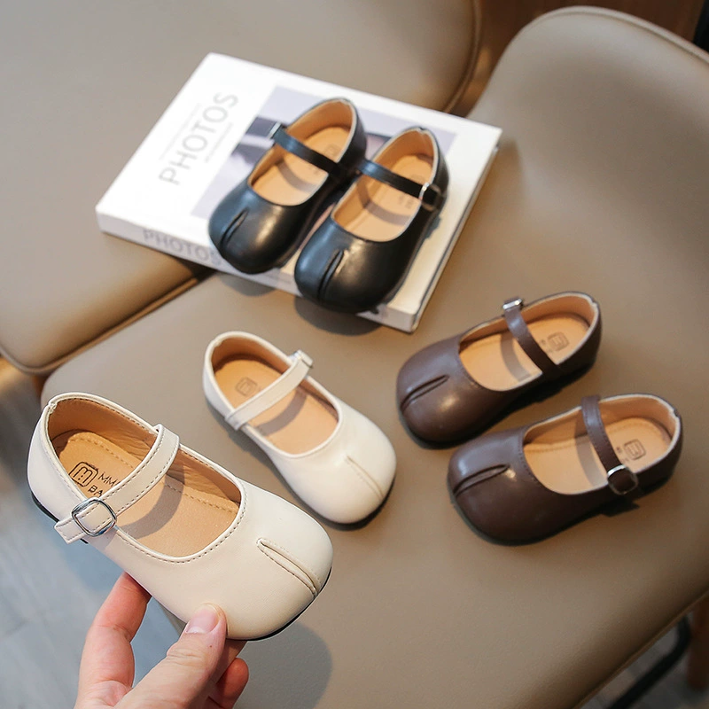 Детская Однослойная обувь в стиле преппи с круглым носком, детская обувь с мягкой подошвой, 2023 осень, новая обувь принцессы для девочек оптом
