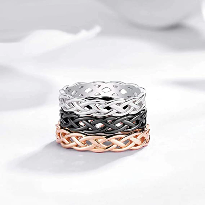 Xinghe Amazon Европейская и американская мода Титановая Сталь Ювелирные изделия минималистичные тканые полые волны эффект кольца завод прямых продаж