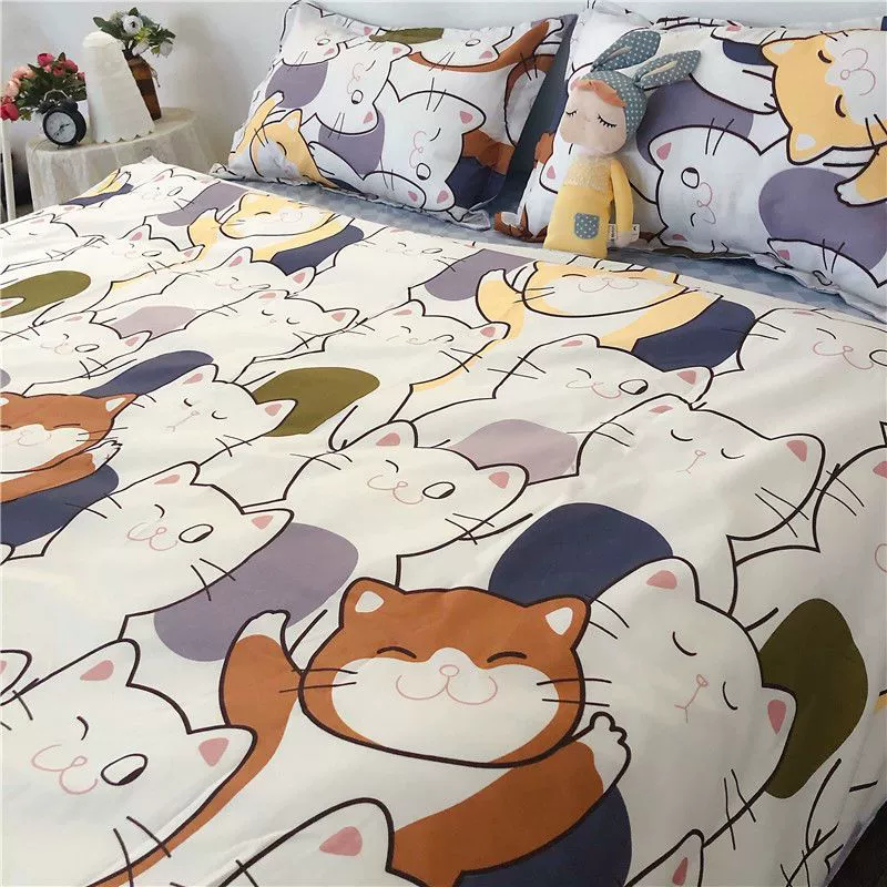 Набор для школьников младших классов: простыня, пододеяльник, покрывало, европейский стиль, популярный в сети, 4 предмета / 3 предмета