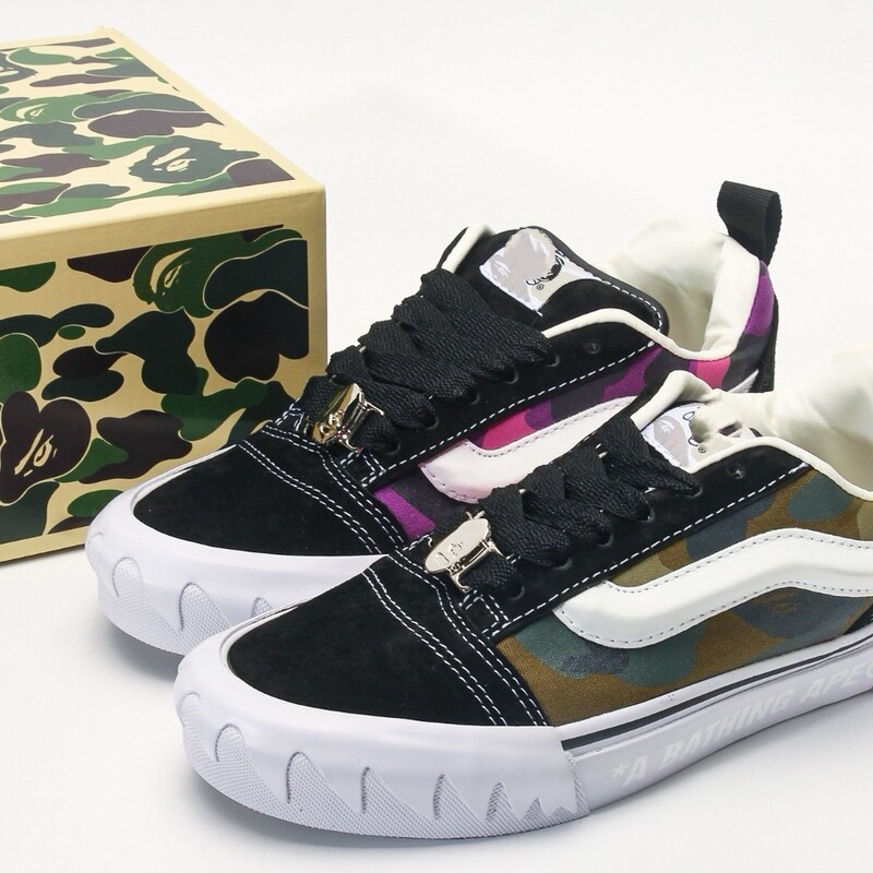 Cross-border Knu Skool camouflage two-tone suede patchwork retro street shark-tooth thick-soled sneakers Cross-border Knu Skool camouflage two-tone suede patchwork retro street shark-tooth thick-soled sneakers