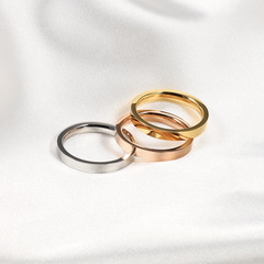 Classic foreign trade 3mm wide outer flat inner ball titanium steel ring engravable ring unisex style titanium steel tail ring for men and women