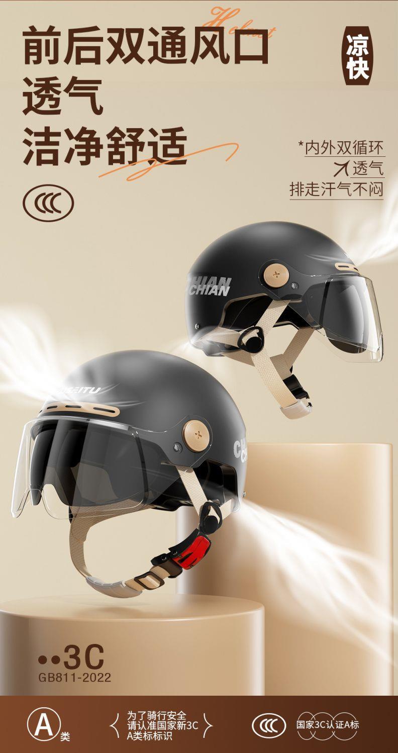 National Standard Certified Class a Electric Vehicle Helmet for Men, Summer Sun Protection, All-Season Universal Half Helmet for Motorcycles and Electric Bikes