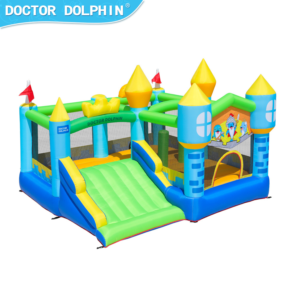 Doctor Delfín | Castillo inflable con tobogán pequeño para niños, trampolín multifuncional para el hogar, combinación multifuncional