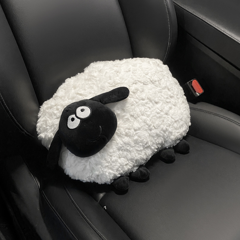 Che Zai Zhi Jin He Gua Shi – Car tissue box/set Car Tissue Box Doll - sheep-head-black-lumbar-support-single