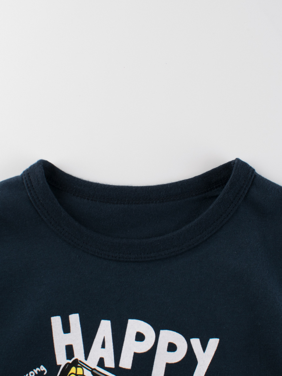 27kids ropa infantil estilo coreano productos nuevos de verano 2025 camiseta de manga corta para niños ropa de bebé niño negro estampada al por mayor