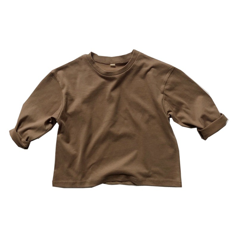Kaji Color Korean Style Children's Pure Cotton Base Shirt Spring and Autumn New Boys and Girls Shoulder Long Sleeve Base Shirt Loose Trendy