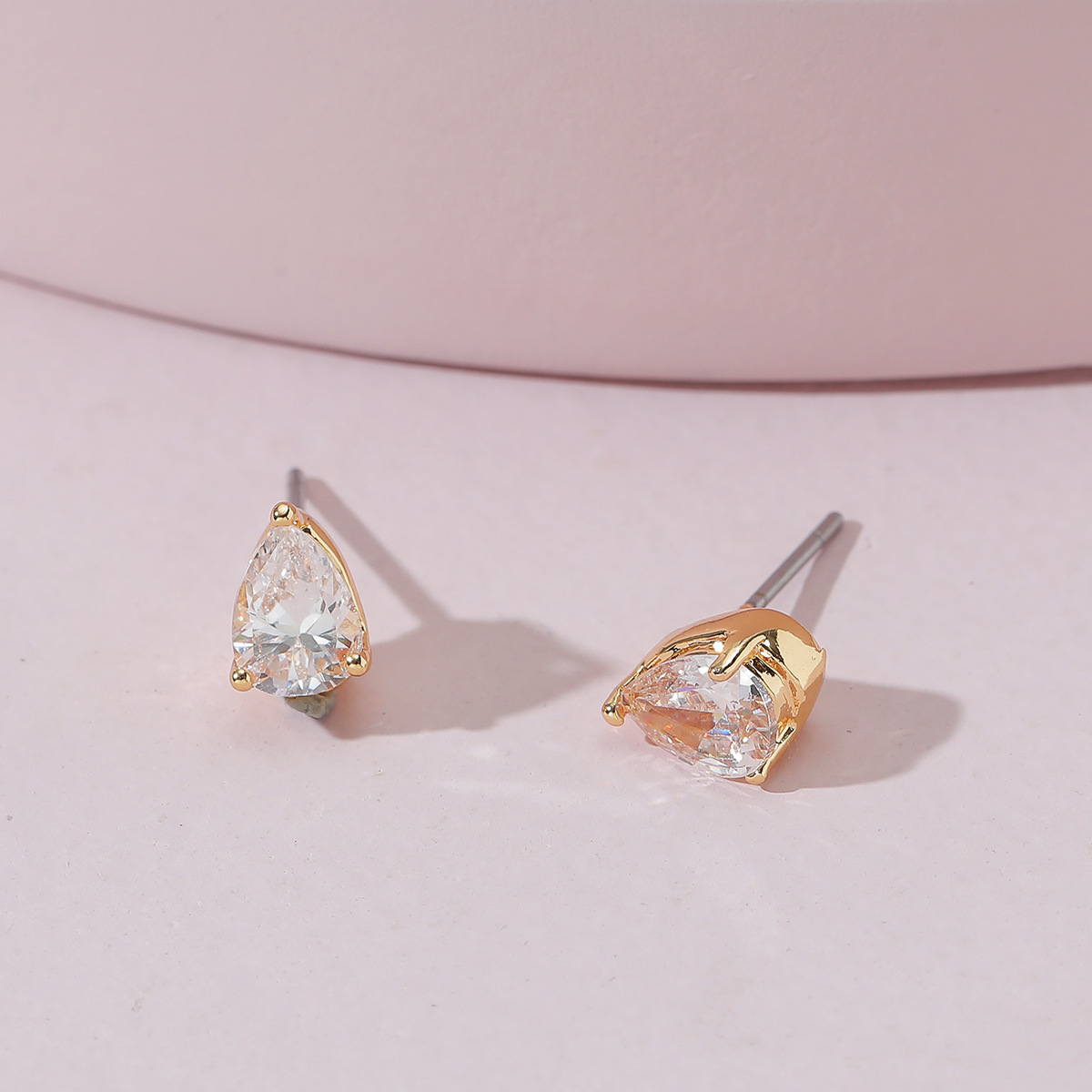 Fashion Water Drop Zircon Stud Earrings Wholesale Nihaojewelry display picture 2