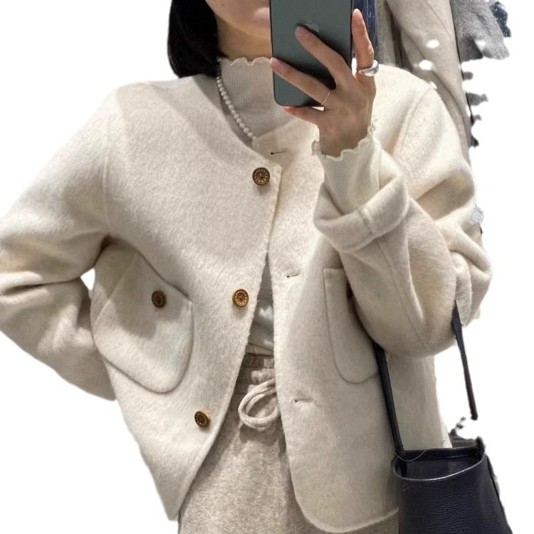 Шерстяное короткое двустороннее пальто (Chanel стиль) для тинейджеров, демисезон, мягкая шерсть