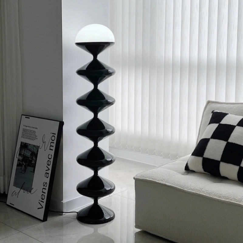 Lámpara de pie negra con forma de calabaza para sala de estar, adorno moderno de estilo nórdico Bauhaus para dormitorio, para el lado del sofá, regulable.