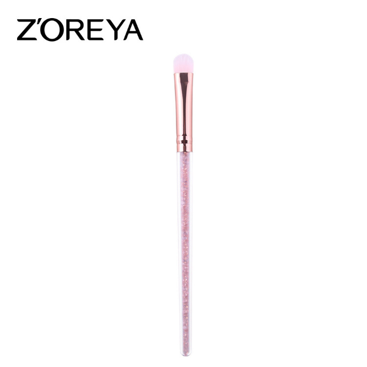 Manufacturer wholesale beauty tools pink oblique eyeshadow brush makeup brush transparent long rod single portable makeup brush