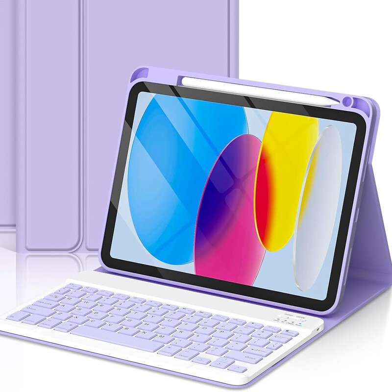 Apple Tablet 13inch Bluetooth Keyboard Case Suitable for iPad Pro M5 Magnetic Charging Grape Text Dropshipping