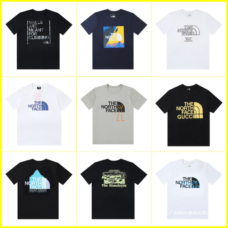 260g Original the North Face Loose-Fit Shirt for Men, Couple's Trendy Printed Loose Fashion Versatile Top