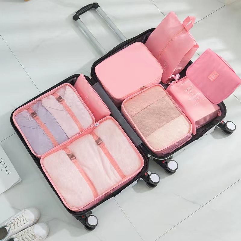 Bolsa de almacenamiento de viaje transfronterizo conjunto de siete piezas de ocho piezas de gran capacidad de equipaje de viaje clasificación de ropa bolsa de organización traje