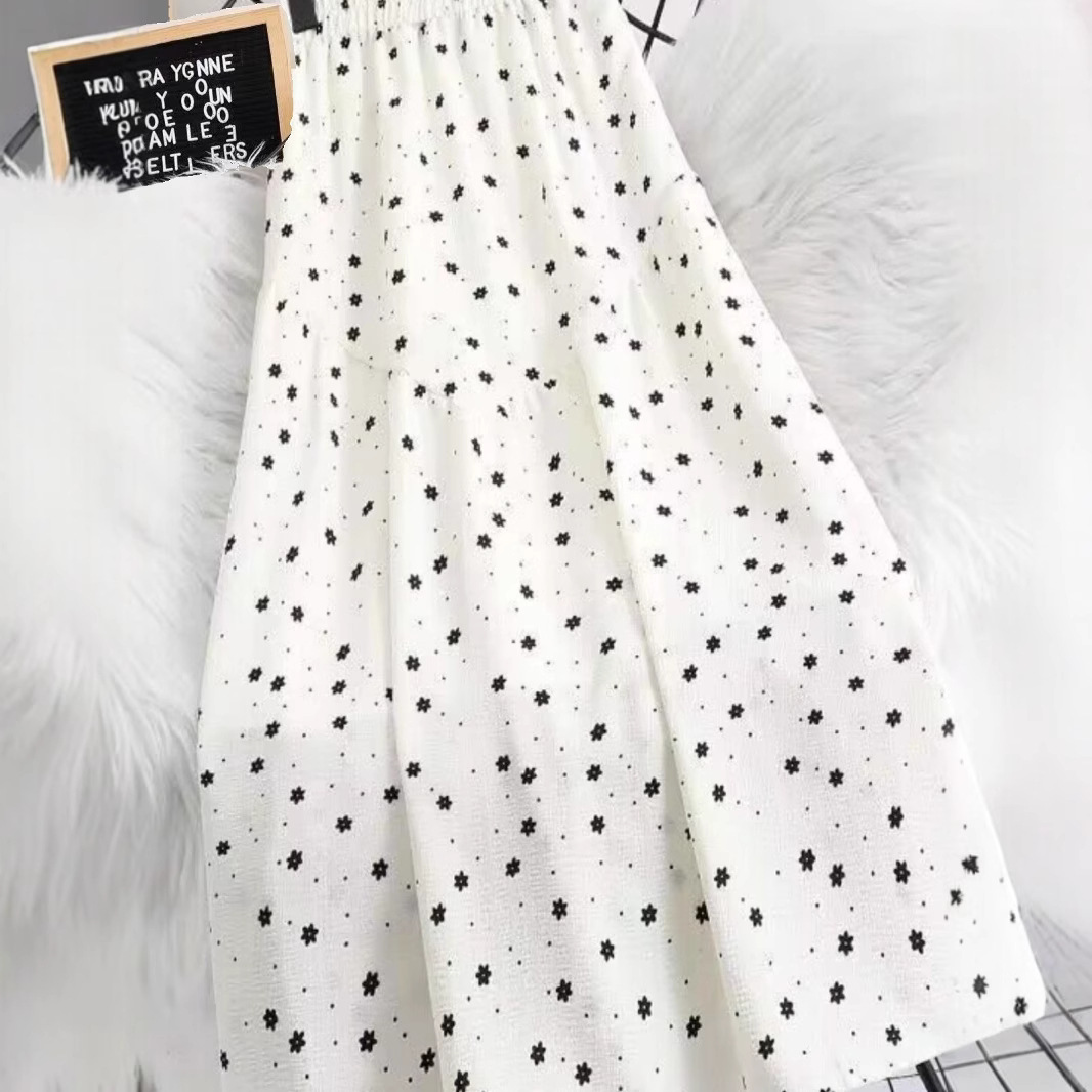 2024 New Korean Style Western Style Trendy A- Line Skirt Women's Season Large Swing Skirt Flower Skirt Wave Dot Skirt Mid-Length Ins