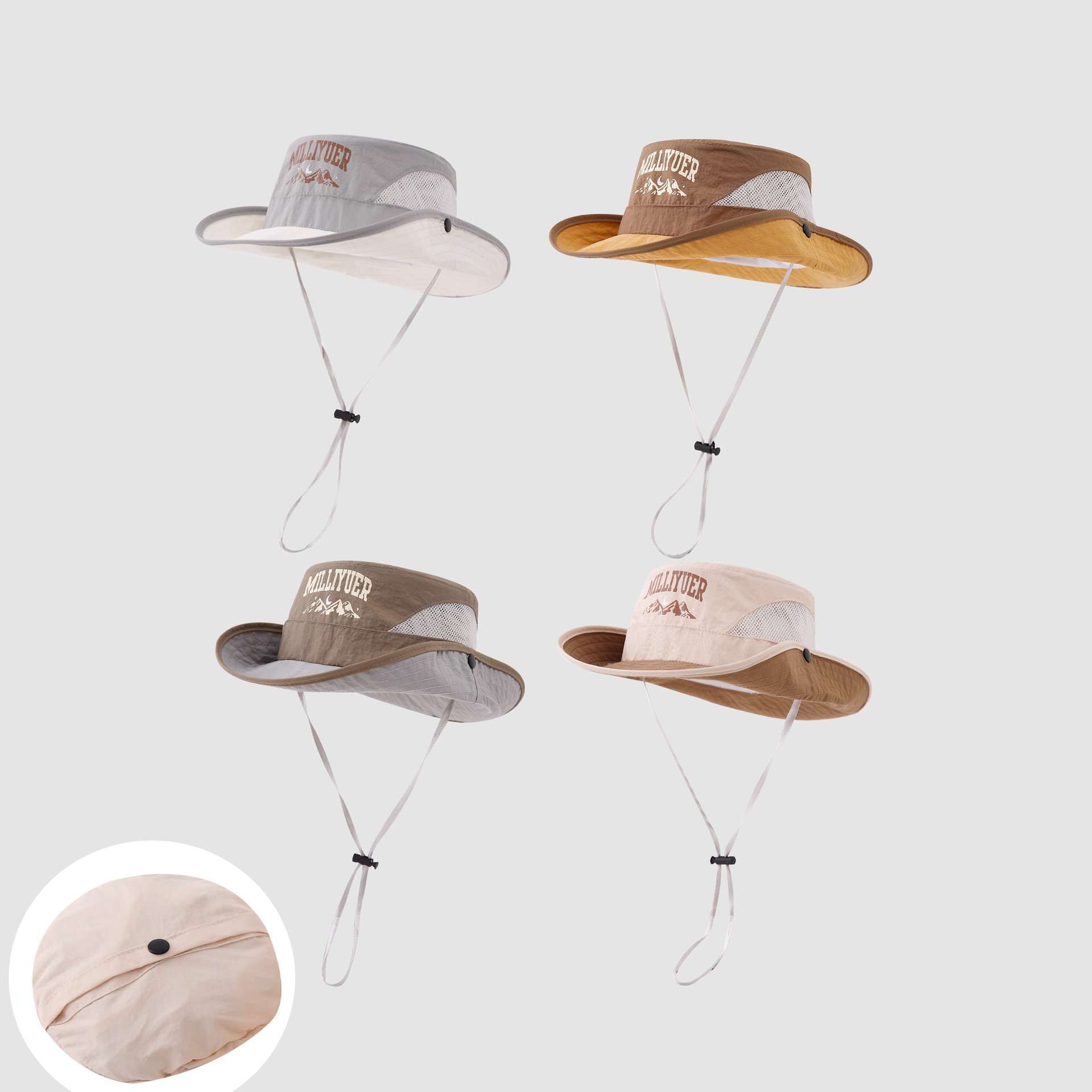 Sombrero de pescador para niños y niñas, sombrero de montaña de verano de alto albor, sombrero de montaña de protección solar, amplio, ventilado, cinturón de cabeza, sombrero solar