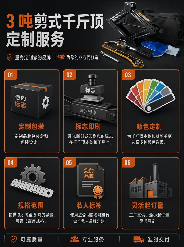 New heavy-duty 3-ton car scissor jack 0kg tire changing tool set, labor-saving telescopic tire wrench 0kg