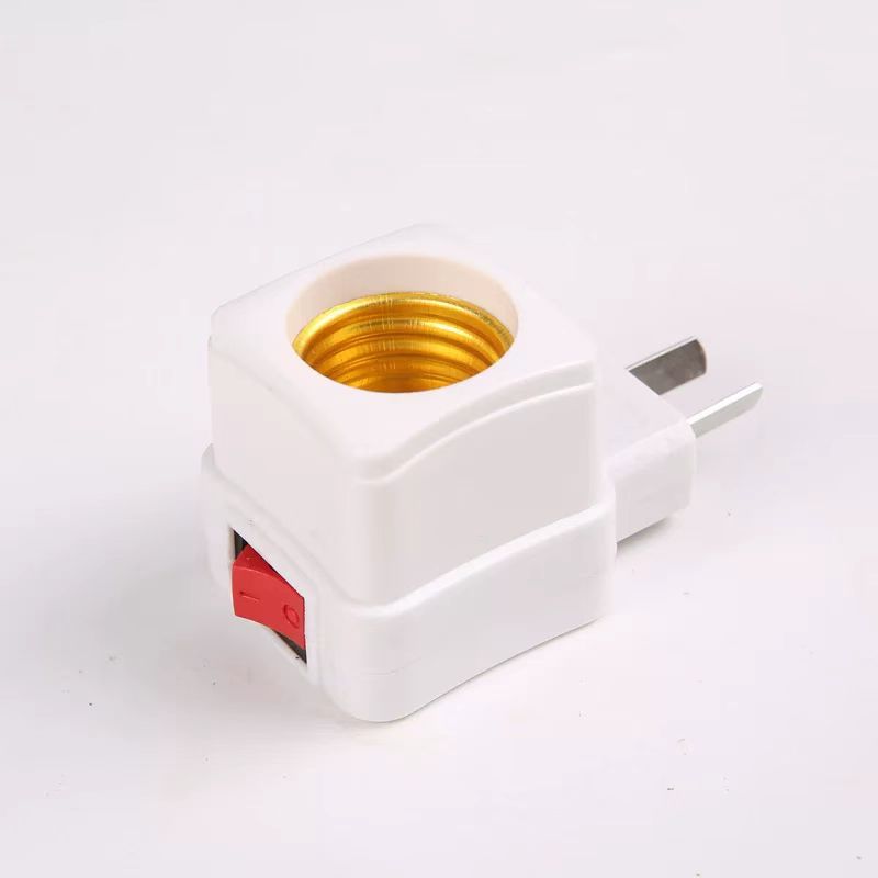 Portalámparas blanco E27 con interruptor y enchufe, base espiral para bombillas LED domésticas