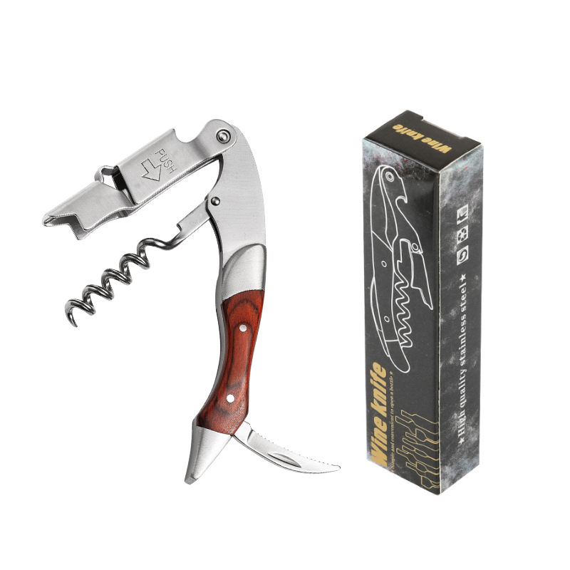 Abridor de botellas de vino de acero inoxidable multifunción cuchillo de caballo cerveza abridor de vino abridor de cuchillo de vino portátil hogar de alta gama
