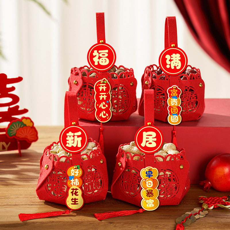 2024 nueva decoración de la casa nueva decoración de suministros de decoración de la casa gran conjunto completo de canasta de mano en la ceremonia de la casa adornamiento de la bandeja de frutas