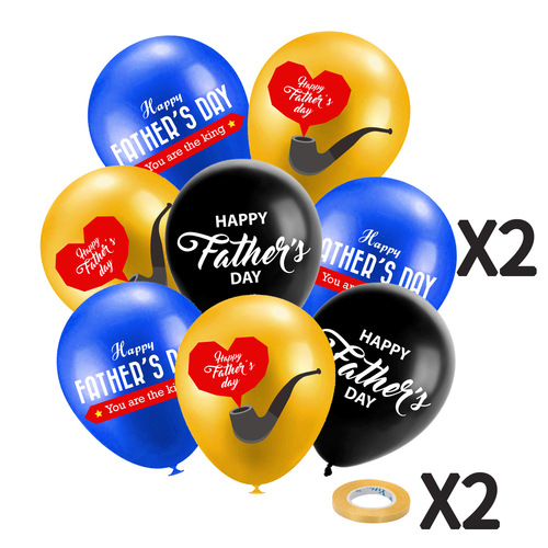  Father's Day Banner and Balloon Set with Happy Dad's Day Lanyards and Paper Flowers